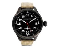 chotovelli Men’s Pilot Tool Watch - Black Dial, Sapphire Crystal, Screw-Down Crown, Canvas Strap (3400.3)