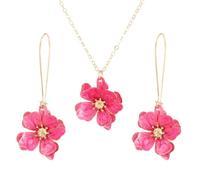 Chotsian Boho Daisy Flower Jewelry Sets for Women, 3D Floral Petal Pendant Necklace and Dangle Earrings Set, Matte Gold Tone Western Statement Costume Accessories for Wedding, Vacation, Party Gifts
