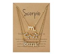 CHOUBAGUAI 3Pcs Set Star Zodiac Sign Pendant 12 Constellation Necklace Cardboard Aries Cancer Leo Scorpio Fashion Necklace Jewelry Gifts-Scorpio-10,Gold 3piece set