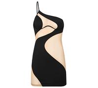CHOUBAGUAI Black Women Summer Fashion Sexy Knit Halter Neck Cutout Body Dress Solid Color Sleeveless Backless Club Party Dress-Type D,M