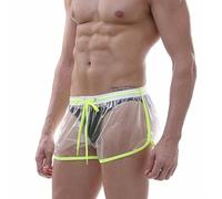 CHOUBAGUAI Men Sexy Boxer Shorts Sheer Sheer Underwear Waterproof Board Shorts Swim Trunks Summer Beach Pool Party Clothing-Transparent-L