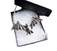 CHOUBAGUAI Trend Fashion Goth Black Large Open Wing Flying Bat Collars Spooky Men and Women Color Bat Necklace-1