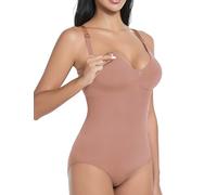 ChouChouter Tummy Control Nursing Bodysuit, Seamless Breastfeeding Body Shaper, Postpartum Sculpting Snatched Waist Bodysuit, Brown, X-Large