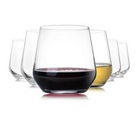 Chouggo Square Stemless Wine Glasses Set of 6, Hand Blown Premium Crystal Red White Wine Glass - Gifts for Women, Men, Wedding, Anniversary, Christmas, Birthday - 15Oz