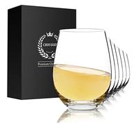 Chouggo Stemless Wine Glasses Set of 6, Hand Blown Premium Crystal Red Wine or White Wine Glass 18Oz - Hand Crafted by Artisans - Gifts for Women, Men, Wedding, Anniversary, Christmas, Birthday