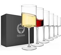 Chouggo Wine Glasses Set of 6, Hand Blown Crystal Red Wine or White Wine Glass 11.4Oz - Hand Crafted by Artisans - Gifts for Women, Men, Wedding, Anniversary, Christmas, Birthday (CG-07), Transparent