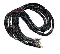 Chouhan Gems Black Ethiopian Opal Necklace, 925 Sterling Silver, Multi Flashes Welo Opal Beads, Opal Rondelle Shape, 2-6mm, 18 Inch