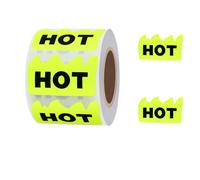 CHOULULUED 600pcs Rave Hot Stickers 2 x 1-1/5 Inch Fluorescent Red Hot Flame Fire Shaped Stickers Marking Popular Items for Restaurant Supermarkets Stores Shops (Yellow)