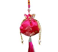 CHOUXUANGA Silk Gift Bags, 6 Pcs Multicolor Chinese Embroidered Drawstring Empty Sachet Bags with Tassel(Rose Red)