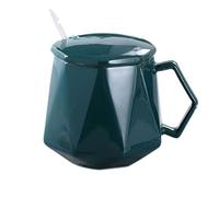 CHOUXUANGA Sugar Bowl Cup Shape with Lid,Storage Jar,Porcelain Pot with Spoon,Salt,-Blue-9x8x10cm(Grün)