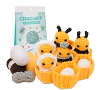 CHOUYUHE Beginner-Friendly Crochet Kit, Create a 3D Beehive and 7 Bees (Baby Bees + Larvae), Step-by-Step Video Tutorials + Expert Support, Simple Complete
