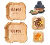 Chovbe 200Pcs Air Fryer Liners for Ninja Crispi - Square Air Fryer Paper Liners, Unbleached Parchment Paper for 4QT&6Cup, Grease-Resistant Ninja Airfryer Accessories