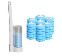 Chovbe Disposable Toilet Brush Kit - 42 Pcs Replacement Heads with Handle, Wall-mounted Holder - Cleaning System for Bathroom