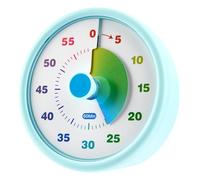 Chovbe Visual Timer 60 Minute Countdown Timer, Silent & Audible Analog Timer with Rainbow Colour Disk, Time Management Timer for Study, Cooking, Meetings, Office & Classroom, Blue Round Design