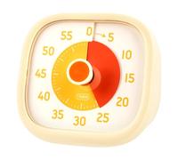 Chovbe Visual Timer 60 Minute Countdown Timer with Silent Mode & Audible Alarm, Analog Time Management Timer for Cooking, Study, Office, Meetings & Productivity, Cream Yellow Square Design