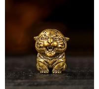 CHOVY 100% Solid Brass Baby Tiger Statue - Handcrafted Retro Animal Sculpture, Cute Desk & Shelf Decor for Living Room or Office, Unique Collectible Art Gift for Tiger Lovers & Wildlife Enthusiasts