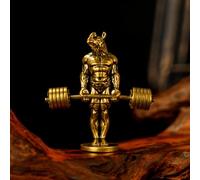 CHOVY 100% Solid Brass Bodybuilding Rhino Sculpture - Handcrafted Weightlifting Animal Statue, Vintage Gym & Fitness Decor, Masculine Office Desk Art, Unique Gift for Bodybuilders & Collectors