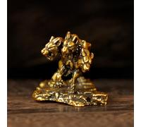 CHOVY 100% Solid Brass Cerberus Statue - Three-Headed Hound of Hades Sculpture, Handcrafted Mythological Collectible Art, Vintage Greek Mythology, Unique Gift for History Lovers & Fantasy Fans