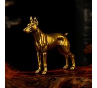 CHOVY 100% Solid Brass Standing Doberman Retro Desktop Decor Collectible Figurine - Oddities and Curiosities Desk Ornament for Office Home Art Decor and Scene Decoration Gift
