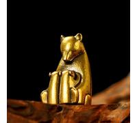 CHOVY BearNurturers Solid Brass Bear Family Sculpture - 100% Handcrafted Mother & Two Cubs Hugging Figurine, Heartwarming Collectible Art for Desk, Unique Gift for Nature & Animal Lovers