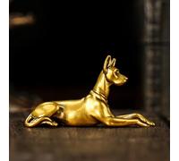 CHOVY Exquisite 100% Solid Brass Doberman Figurine - Handcrafted Vintage Sitting Dog Statue, Premium Office Desk Decor for Men, Unique Gift for Dog Lovers & Breed Enthusiasts