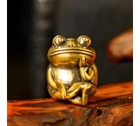 CHOVY Retro Brass Frog Statue - Solid Heavy-Duty Handcrafted Figurine in Cross-Legged Thinking Pose, Vintage Home & Office Decor, Unique Collectible Art Gift for Book Lovers, Meditation & Zen Decor