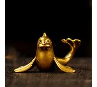 CHOVY Retro Brass Seal Pup Statue - 100% Solid Handcrafted Marine Life Sculpture, Vintage Ocean-Themed Collectible Art, Adorable Desk & Bookshelf Decor, for Ocean Lovers & Beach House Owners