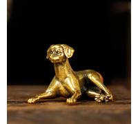 CHOVY Retro Crawling Dog Sculpture-Stretched Neck Pose, Handcrafted 100% Solid Brass-Ideal Home Decor Desk Ornament Collectible Art Piece Office Desk Accent Artistic Scene Decoration