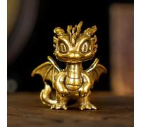CHOVY Retro Handcrafted Flying Fire Dragon Ornament - 100% Solid Brass Decor | Unique Dragon Sculpture with Flaming Tail & Wings | Vintage Style Collectible Art Piece for Home, Fantasy Lovers Gift