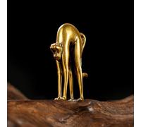 CHOVY Retro Handcrafted Stretching Cat Sculpture - 100% Solid Brass Elegant Desk & Tabletop Decor, Collectible Art Ornament for Home & Office | Unique Gift for Cat Lovers