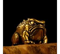 CHOVY Solid Brass Angry Frog Figurine, 100% Solid Brass Retro Statue with Vivid Eyes, Handcrafted Oddities and Curiosities Collectible for Desk, Office & Home Decor, Unique Gift for Frog Lovers