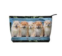 Chow-Chow Cute Dogs Five Puppies, Cosmetic Bag Corduroy Makeup Bag Portable Travel Toiletry Bag