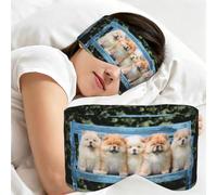 Chow-Chow Cute Dogs Five Puppies, Sleep Mask for Home Travel, Full Eye Covers Light Blocking Eye Mask Sleep Eye and Ear Muffs