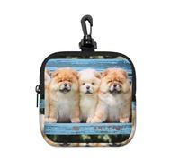 Chow-Chow Cute Dogs Five Puppies, Square Zipper Storage Bag, Neoprene Coin Purse, Small Wallets, Change Pouch, Change Purse