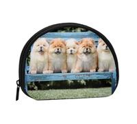 Chow-Chow Cute Dogs Five PuppiesSmall Makeup Sanitary Napkin Storage Bag,Women's Cosmetic Coin Purse