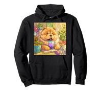 Chow Chow Dog Boba Tea Cute Anime Puppy Lover Pullover Hoodie