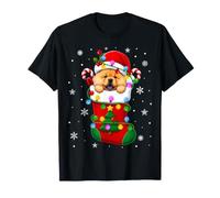 Chow Chow Dog in Christmas Socks Cute Puppy Festive Xmas T-Shirt
