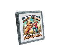 Chow Chow Dog Mum Cartoon Slate Coaster - Cute Dog Lover Gift for Dog Moms and Chow Chow Fans (slco-kf25-630)