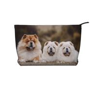 Chow-Chow Family Little Fluffy Puppies, Cosmetic Bag Corduroy Makeup Bag Portable Travel Toiletry Bag
