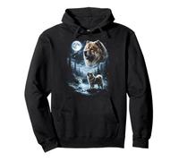 Chow Chow Howling to the Moon Retro 90's Dog Pullover Hoodie
