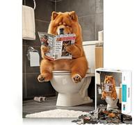 Chow Chow on The Toilet Jigsaw Puzzle 1000 Piece for Teenagers Leisure Game Real Thick Fun Activity Great Gift (38x26cm)
