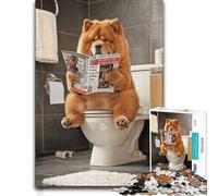 Chow Chow on The Toilet Wooden Jigsaw Puzzle for Adults, 1000 PCS
