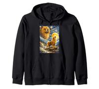 Chow Chow Starry Night Van Gogh Cute Howling Dog Zip Hoodie