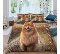 Chow Chow Super King Duvet Cover Set 3D Printed Pet Dogs Bedding Set Ultra Soft Microfiber Quilt Cover 220x260 cm for Double Bed with 2 Pillowcases with Zipper C/1812