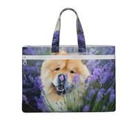 Chow-Chow Sweet Fluffy Brown Dogs Purple Wild,Canvas Document Bag Zipper File Tote Bag Handbag Briefcase for School Office