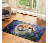 Chow-Chow Sweet Fluffy Brown Dogs Purple Wild,Waterproof Pet Feeding Mat,PU Leather Placemats for Cat Dog Water Bowl,Food Mats,40x60cm