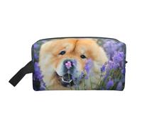Chow-Chow Sweet Fluffy Brown Dogs Purple WildLarge Capacity Cosmetic Organizer，Travel Makeup Bag for Women