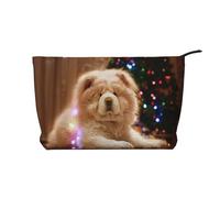 Chow Chow White Fluffy Dogs Pets Dogs Christmas, Cosmetic Bag Corduroy Makeup Bag Portable Travel Toiletry Bag