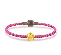CHOW SANG SANG 999 24K Solid Gold Japanese Mizuhiki Flower Mini Charm Bracelet for Women 92437C, 17 CM, Metal, no gemstone