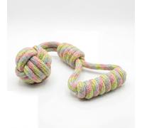 Chowabunga Tug of War Dog Toy 12 Inch Eco Cotton Interactive Dog Rope Toy with Grip Handle & Rope Tug Ball with Natural, Non-Toxic Dyes Tug Toy for Medium & Small Dogs (Rainbow)